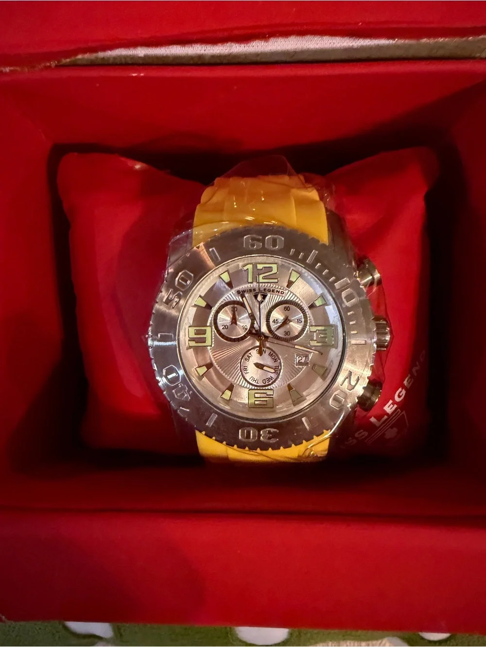 Swiss Legend Commande  Men's Chronograph Watch with Yellow Strap/Silver